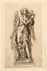 Conception pour une sculpture, ange en adoration