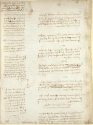 Arundel 263, f.151v, Notes et croquis du 