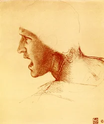 Tête de guerrier criant et attaquant