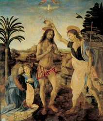 Le Baptême du Christ vers 1475 - 1478 par Andrea del Verrocchio (1436-1488) et Léonard de Vinci (1452-1516)
