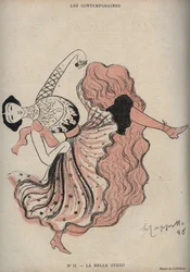 Portrait de Caroline (La Belle) Otero (1868-1965), danseuse et courtisane espagnole - dessin de Leonetto Cappiello (1875-1942) dans « Le Rire » de 1898