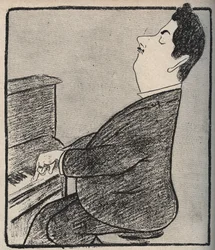 Portrait de Giacomo Puccini (1858-1924), compositeur italien. Caricature par Leonetto Cappiello - 1898