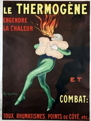 Le thermogène génère de la chaleur et combat la toux, le rhumatisme, les points de côté, etc.: affiche de Leonetto Cappiello (1875-1942)
