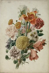 Bouquet de fleurs avec tagètes et lys