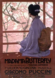Affiche de Leopoldo Metlicovitz pour "Madame Butterfly" de Giacomo Puccini réalisée pour la première représentation le 17 février 1904