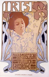 Iris composée par Pietro Mascagni, affiche de Leopoldo Metlicovitz, livret de Luigi Illica, 1898.