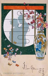 Carte postale créée pour la première de "Madame Butterfly", à Brescia