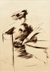 Dame lisant au café II