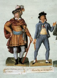 Révolution française : costumes de dandys royalistes fantaisistes (muscadin) refusés