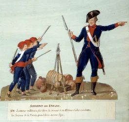 Révolution française de 1789 : Le Serment des Enfants. Gouache des frères Lesueur (18e siècle). Paris, Musée Carnavalet