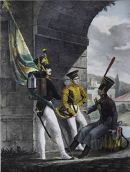 Podpraporshchik, tambour et corniste du régiment de la garde finlandaise, 1829