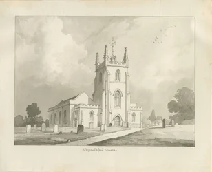 Église de Kingswinford : dessin à la sépia, 1837