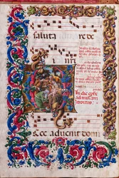 Bibliothèque Piccolomini : livre de chœur, cod. 19.4, ff. 9v avec "Adoration des Mages"
