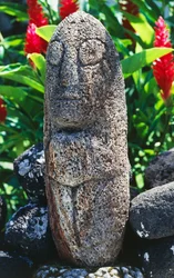 Sculpture Tiki anthropomorphique, Papeete, Tahiti, Îles de la Société, Archipel des Îles du Vent, Polynésie française