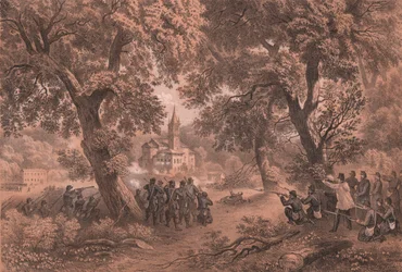 Attaque des troupes de Garibaldi à San Fermo della Battaglia, Côme, Lombardie