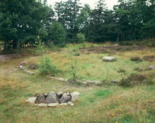 Danemark, Jutland, Bjerrgrav, Hvolris, cimetière celtique avec tombes circulaires