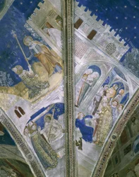 Détail de la voûte de la chapelle Saint-Martial, Palais des Papes à Avignon, avec fresques