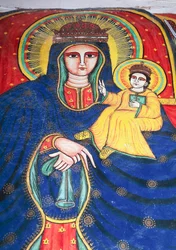 Fresque représentant Marie et l