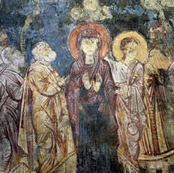 Fresques dans une église à Alikampos, Crète, Grèce