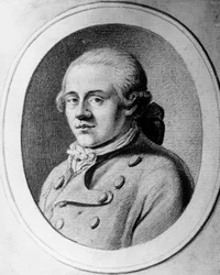 Portrait de Jakob Michael Reinhold Lenz, écrivain allemand du mouvement Sturm und Drang, gravure