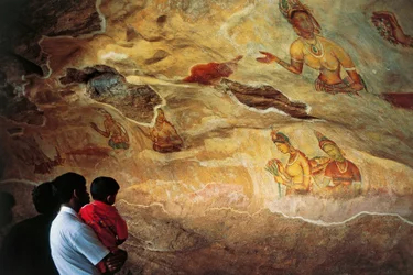 Sri Lanka, Sigiriya, Fresques représentant de jeunes femmes