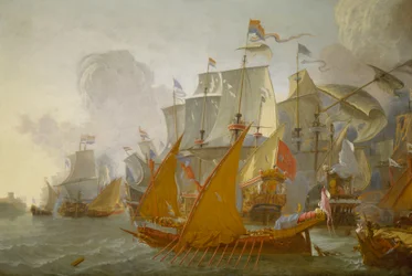 Action entre la flotte hollandaise et les pirates barbaresques, vers 1670
