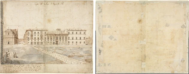 Dix-huit vues de Rome : Le Collegio di Propaganda Fide (recto) ; Croquis de fenêtres et pilastres de l