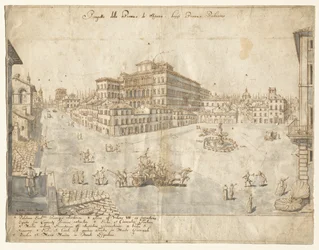Dix-huit vues de Rome : La Piazza Barberini (recto)