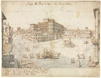 Dix-huit vues de Rome : La Piazza Barberini (recto)