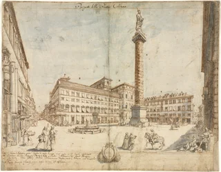 Dix-huit vues de Rome : La Piazza Colonna, 1664