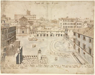 Dix-huit vues de Rome : La Fontaine de Trevi, 1665