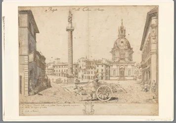 Vue de Rome avec la colonne de Trajan et la S. Maria di Loreto