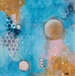 Cercle abstrait bleu et or