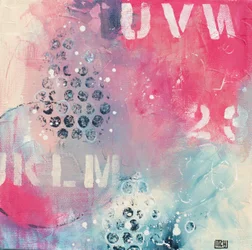 Lettres abstraites roses et bleues