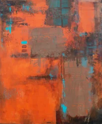 Couches texturées orange et bleu sarcelle