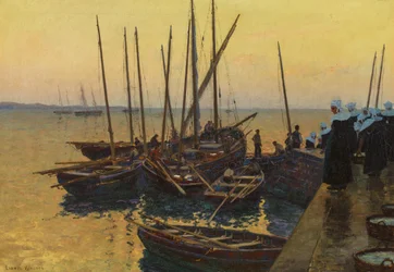 Bateaux de pêche le long de la jetée