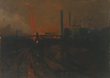 Usines sidérurgiques, Cardiff, la nuit