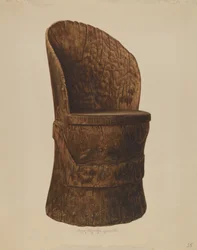 Chaise en rondins de bois, 1938