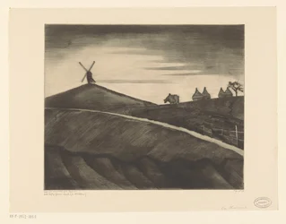Paysage vallonné avec bœuf labourant près d