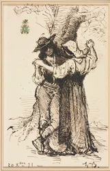 Couple courtisant près d