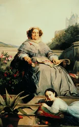 Portrait de Madame Clicquot, née Ponsardin 1777-1866 avec sa fille, entre 1851 et 1860