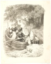 Les quatre enfants dans un bateau