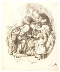 Lecture à haute voix. Groupe familial