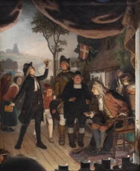 Ludvig Holberg assistant à une répétition de sa pièce Erasmus Montanus, Acte IV, Scène 2