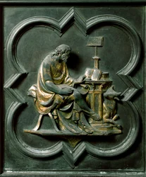 Porte Nord (dite Porte de la Croix), détail extérieur : Saint Luc évangéliste