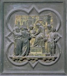 Ponce Pilate se lavant les mains devant le Christ, seizième panneau des portes nord du baptistère de San Giovanni, 1403-24