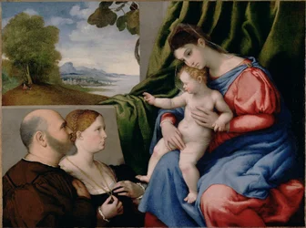 Madone et enfant avec deux donateurs