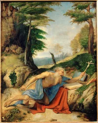 Saint Jérôme pénitent (peinture sur bois)