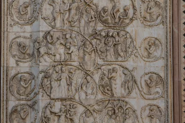 Scènes de la vie du Christ (bas-reliefs de Lorenzo Maitani, avant 1275-1330, troisième colonne, façade de la cathédrale d