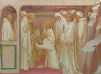 Saint Benoît admettant des saints dans l